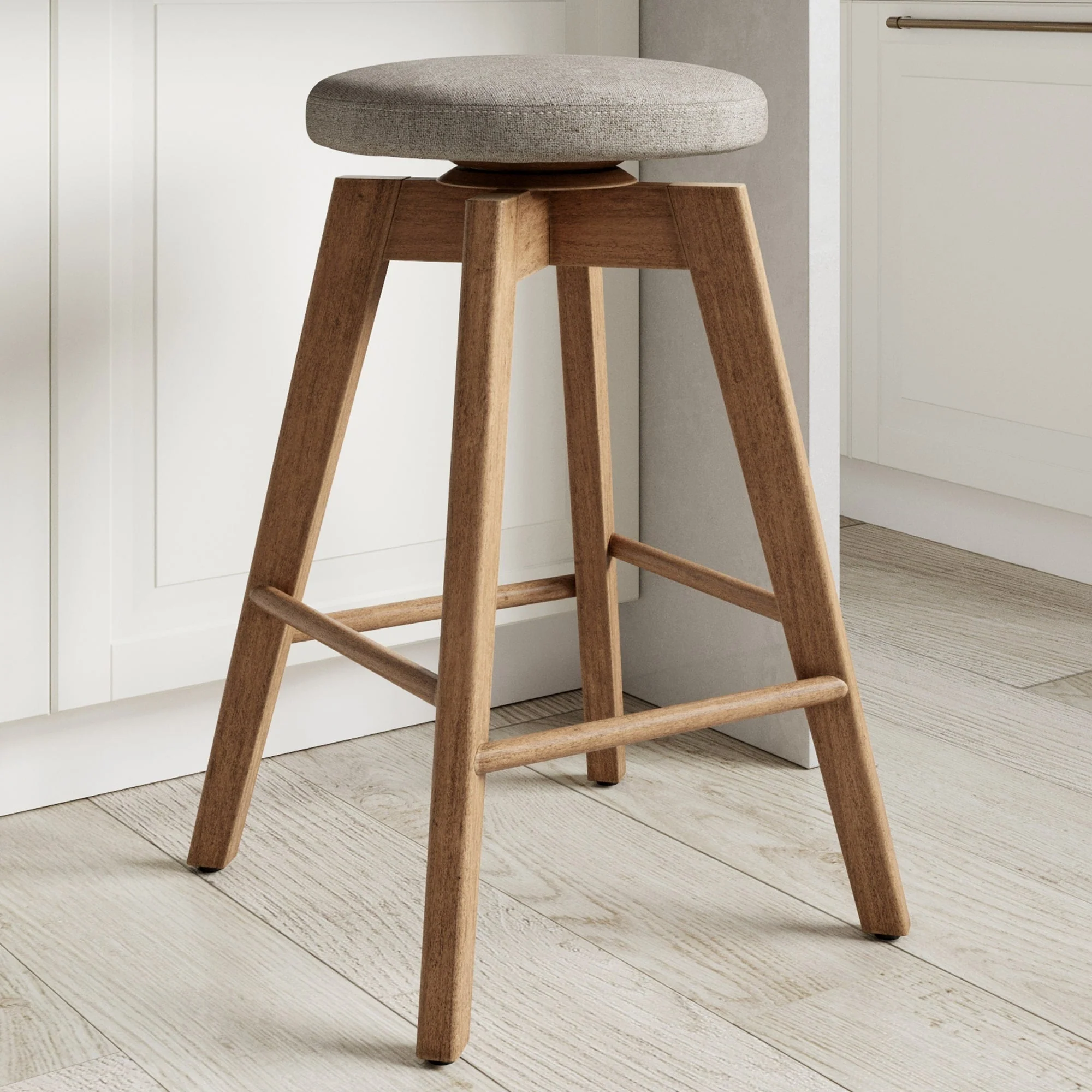 Wood Swivel Cushion Counter Height Bar Stool Brown - Image 3