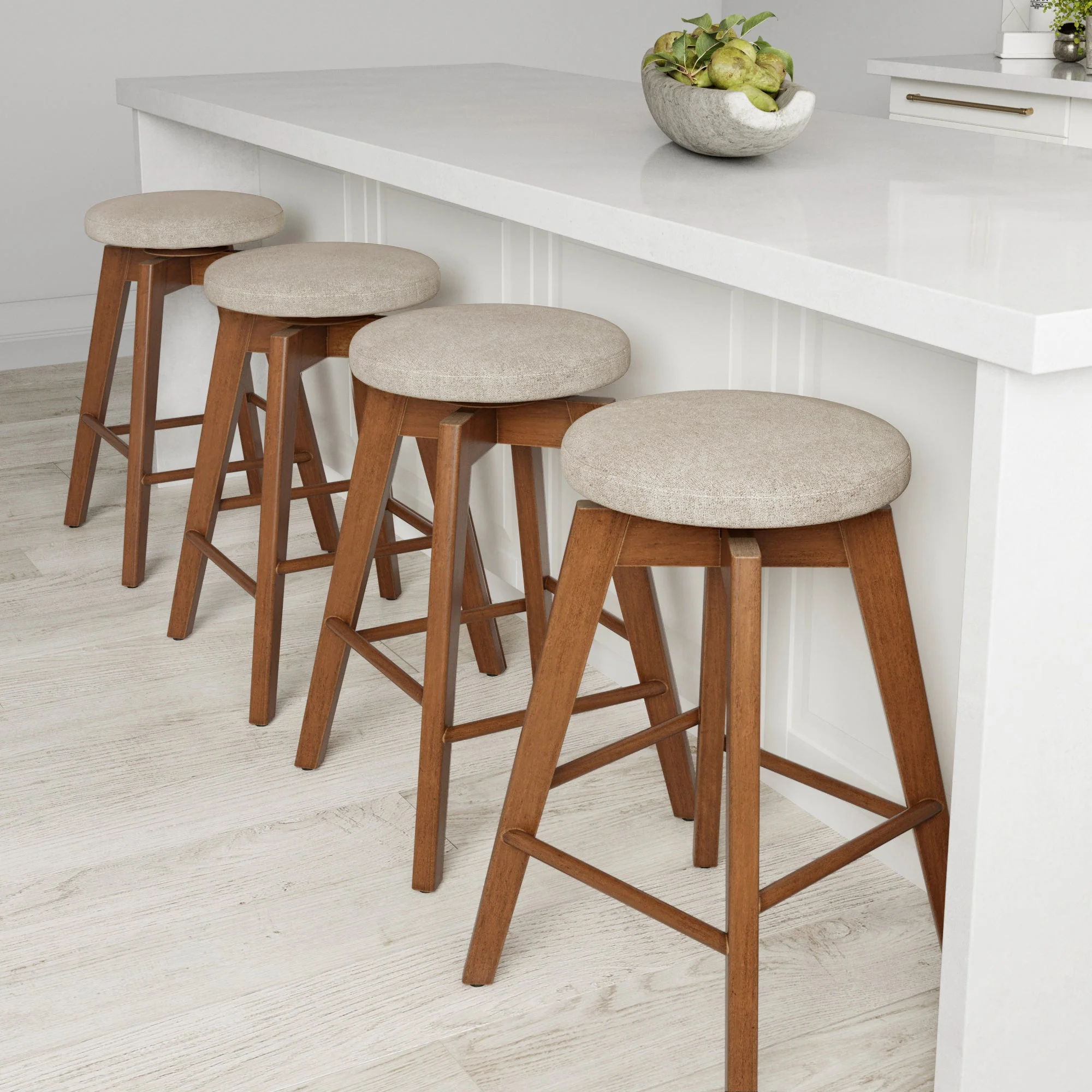 Wood Swivel Cushion Counter Height Bar Stool Brown - Image 9