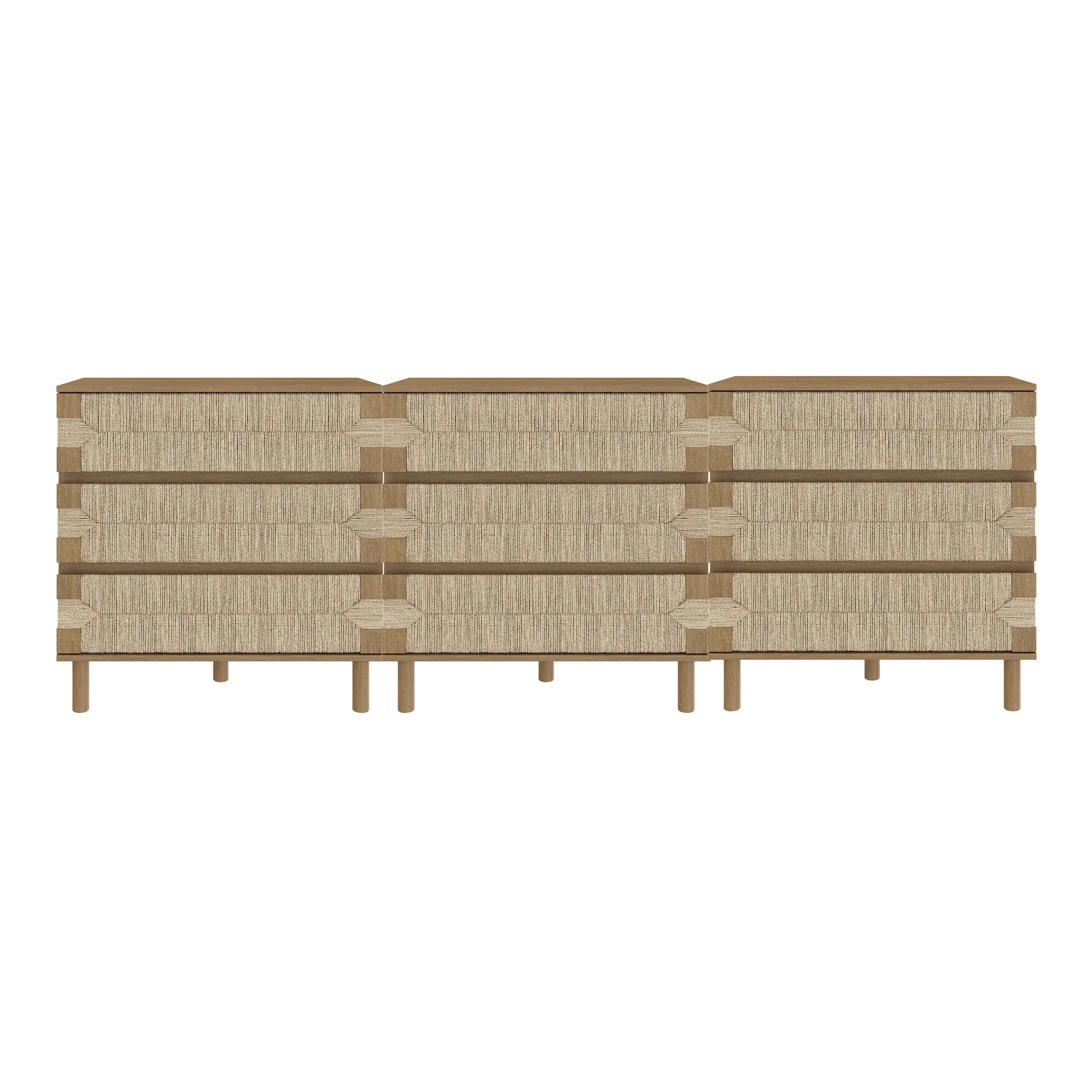 Boho Seagrass 3-Drawer Dresser Light Brown (Set of 3) - Image 6