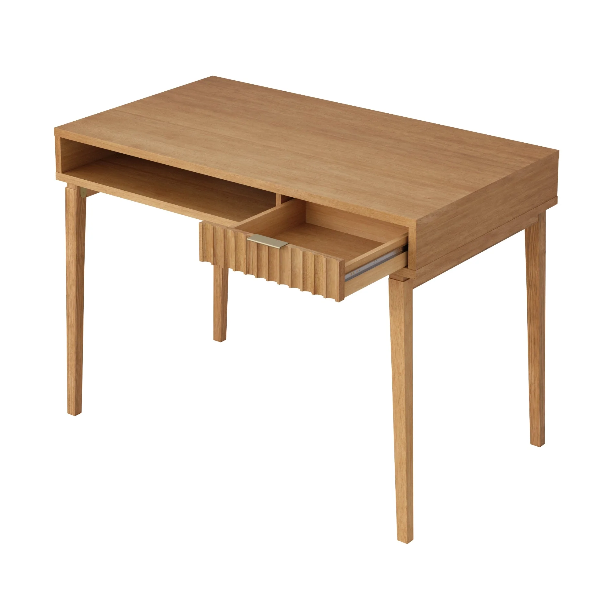 Mid-Century Modern Fluted Desk with Drawer - Image 4