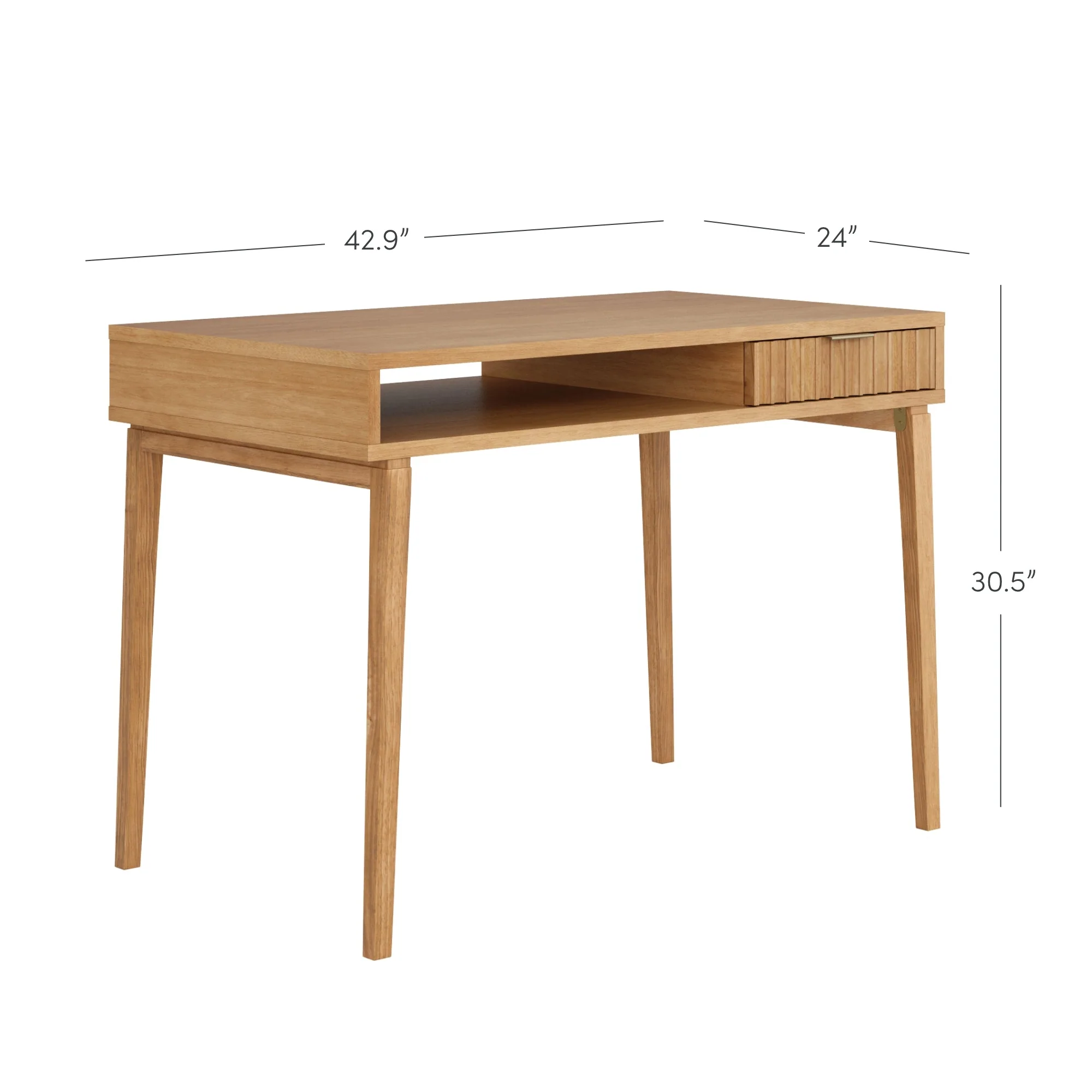 Mid-Century Modern Fluted Desk with Drawer - Image 5