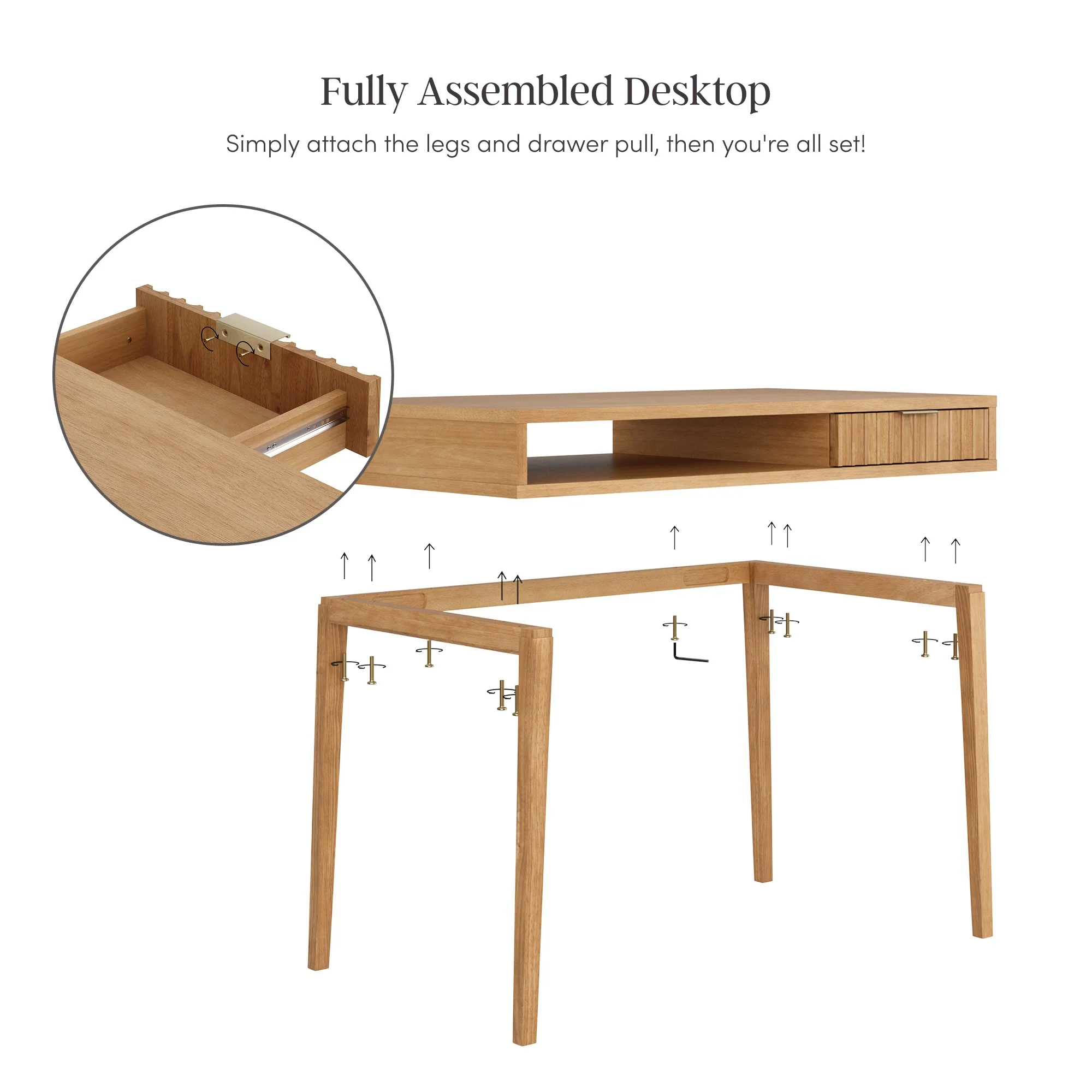 Mid-Century Modern Fluted Desk with Drawer - Image 6