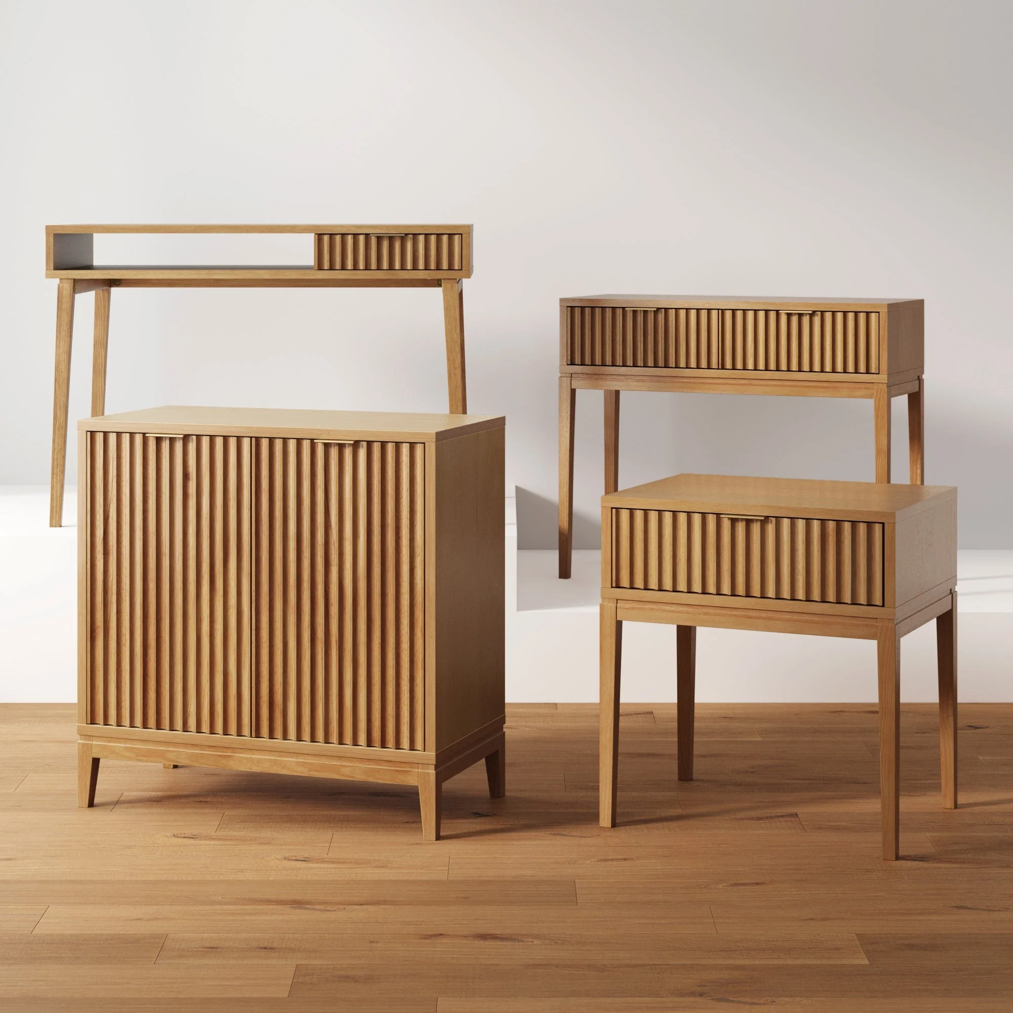 Mid-Century Modern Fluted Desk with Drawer - Image 7