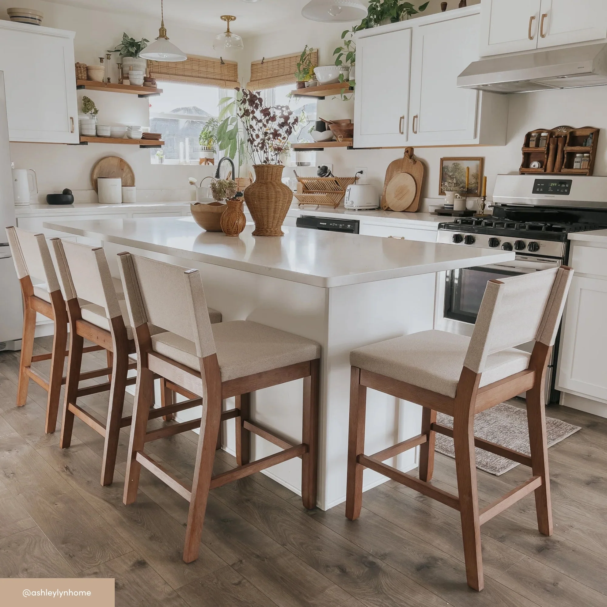 Wood Counter Height Bar Stools Light Brown Flax (Set of 3) - Image 3