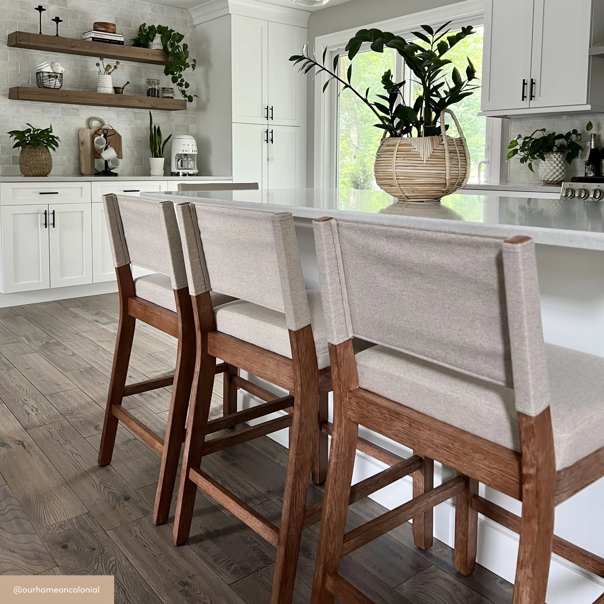 Wood Counter Height Bar Stools Light Brown Flax (Set of 3) - Image 4