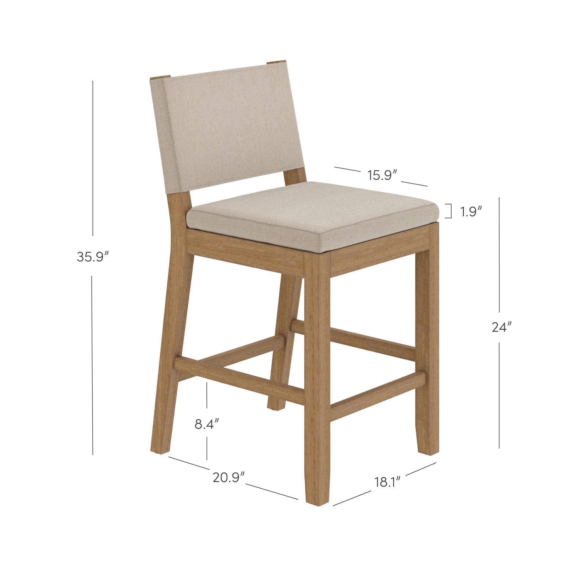 Wood Counter Height Bar Stools Light Brown Flax (Set of 3) - Image 6