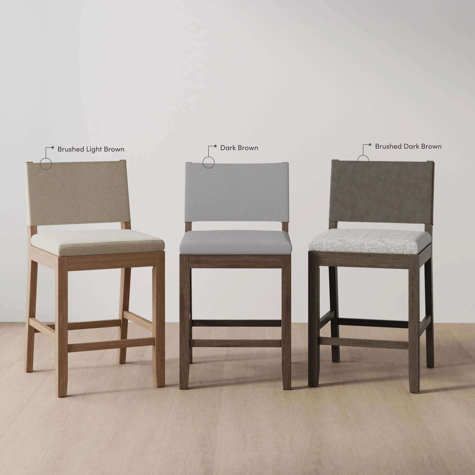 Wood Counter Height Bar Stools Light Brown Flax (Set of 3) - Image 9