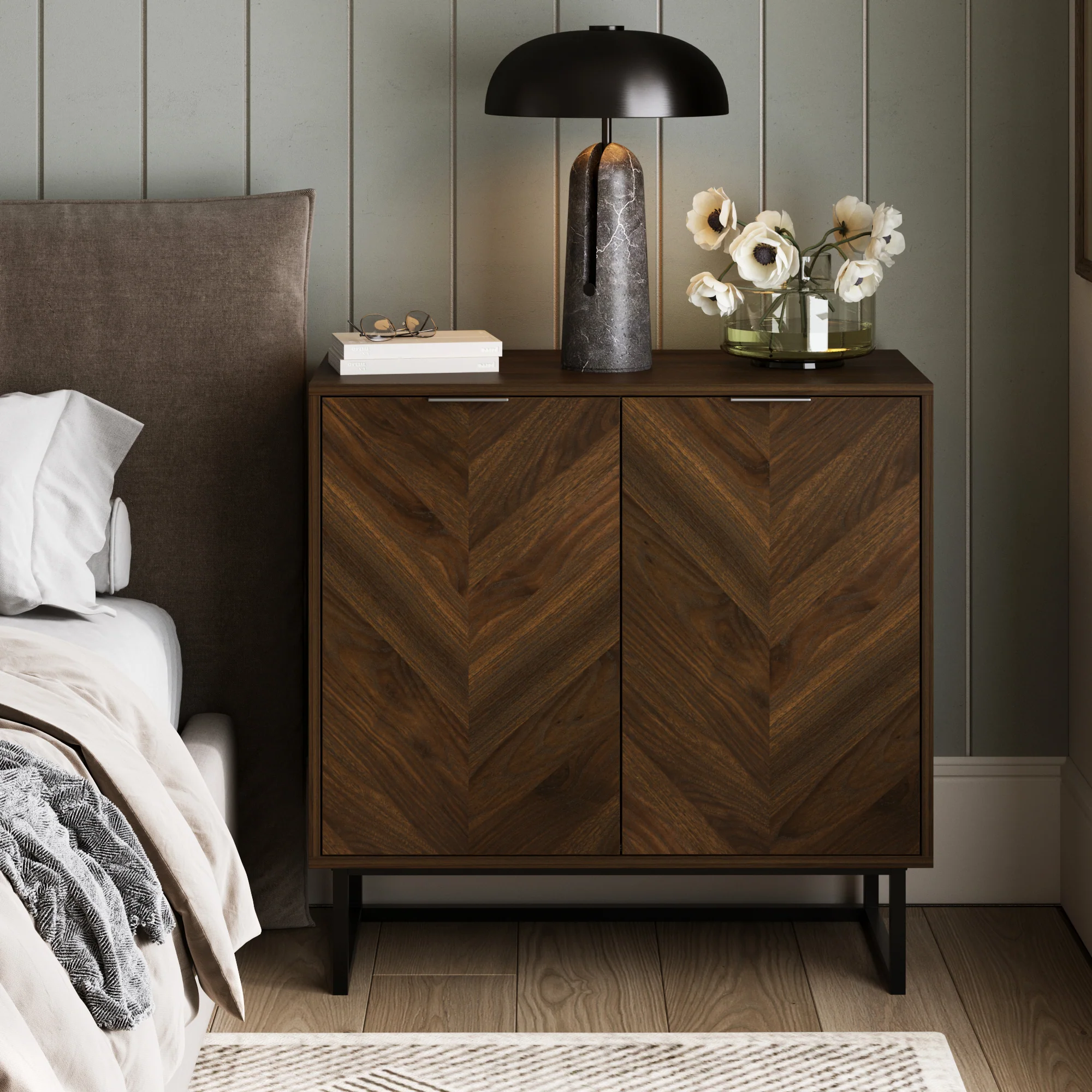 Wood 2-Door Storage Cabinet Walnut - Image 3