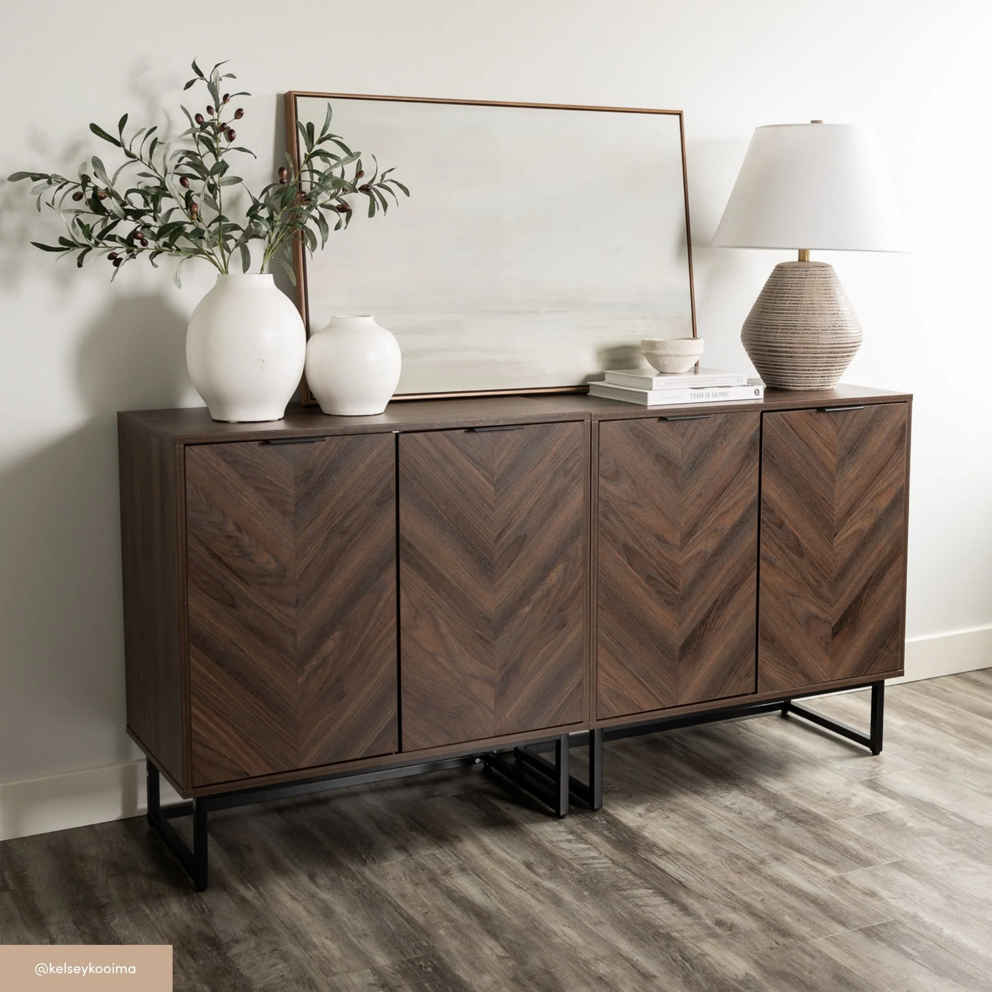 Wood 2-Door Storage Cabinet Walnut - Image 5