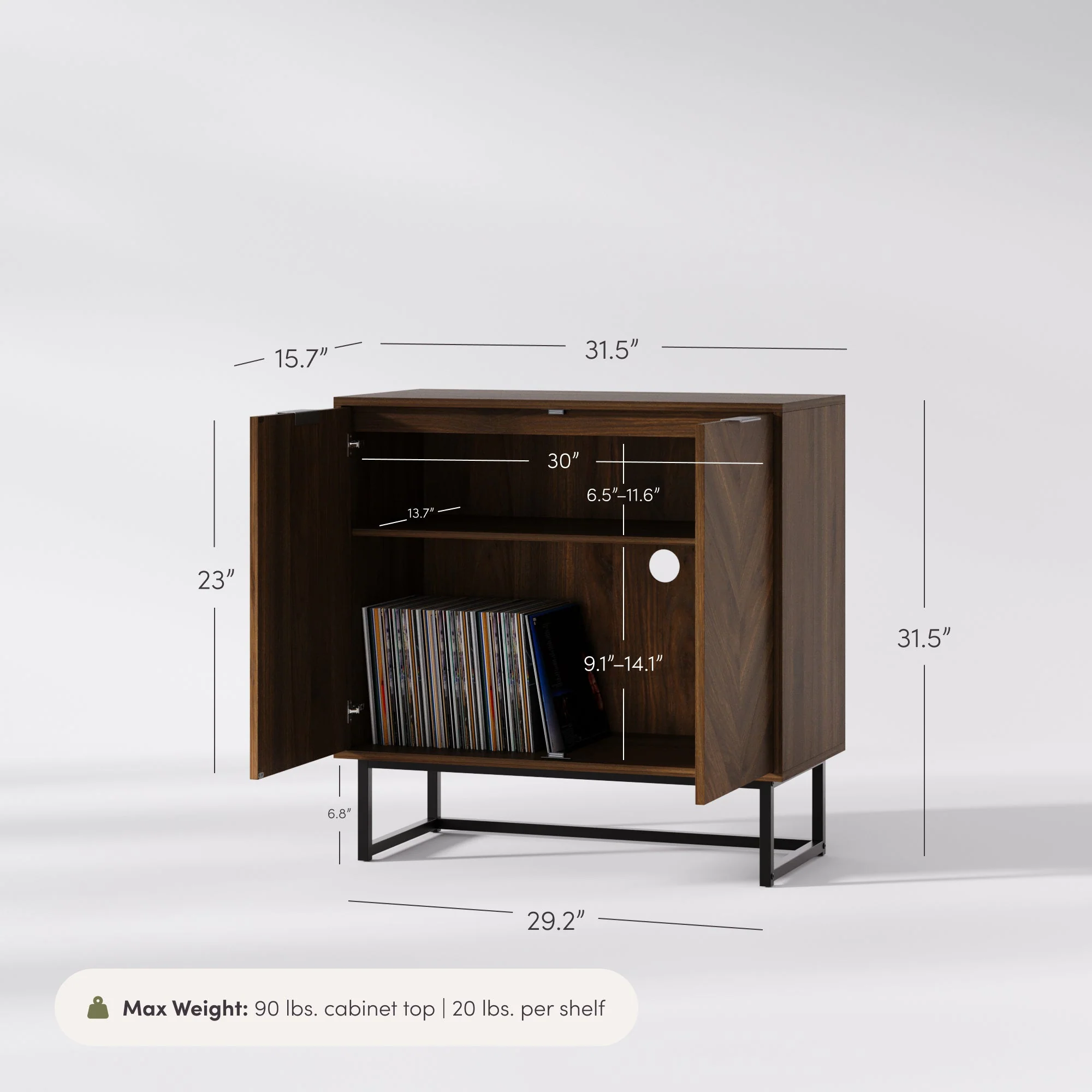 Wood 2-Door Storage Cabinet Walnut - Image 7