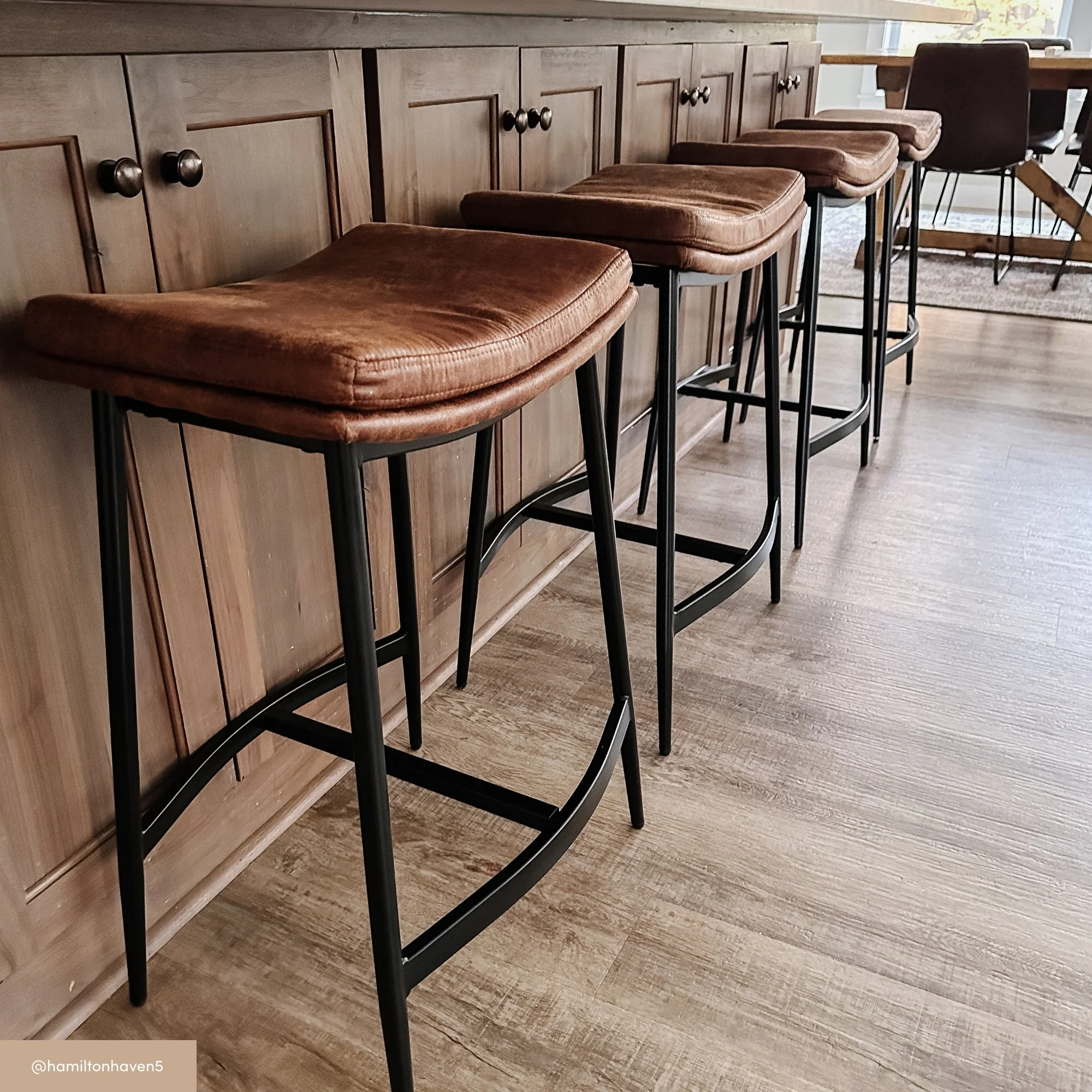 Faux Leather Counter Height Saddle Bar Stools (Set of 4) - Image 4