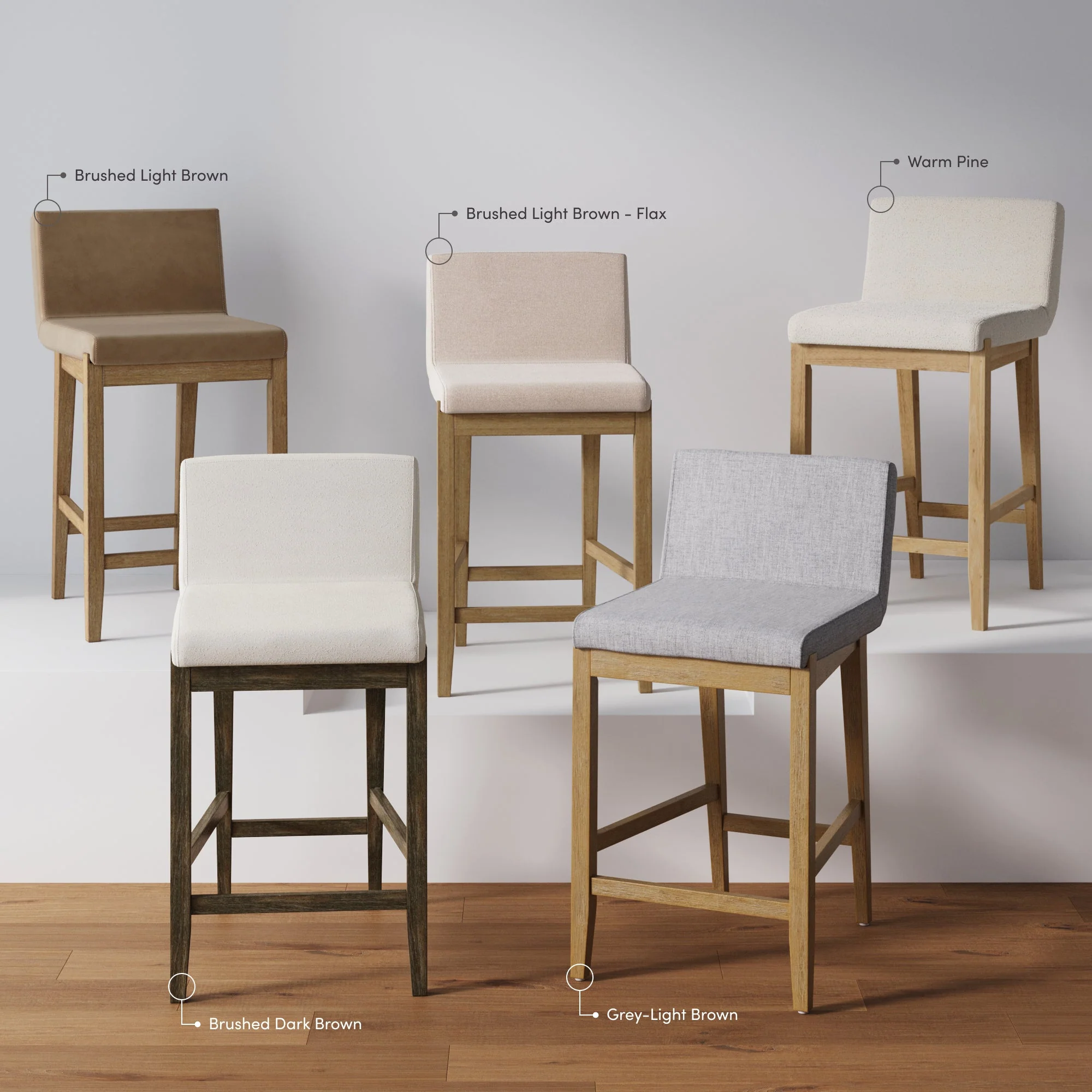 Wood Upholstered Counter Height Bar Stool Light Brown - Image 11