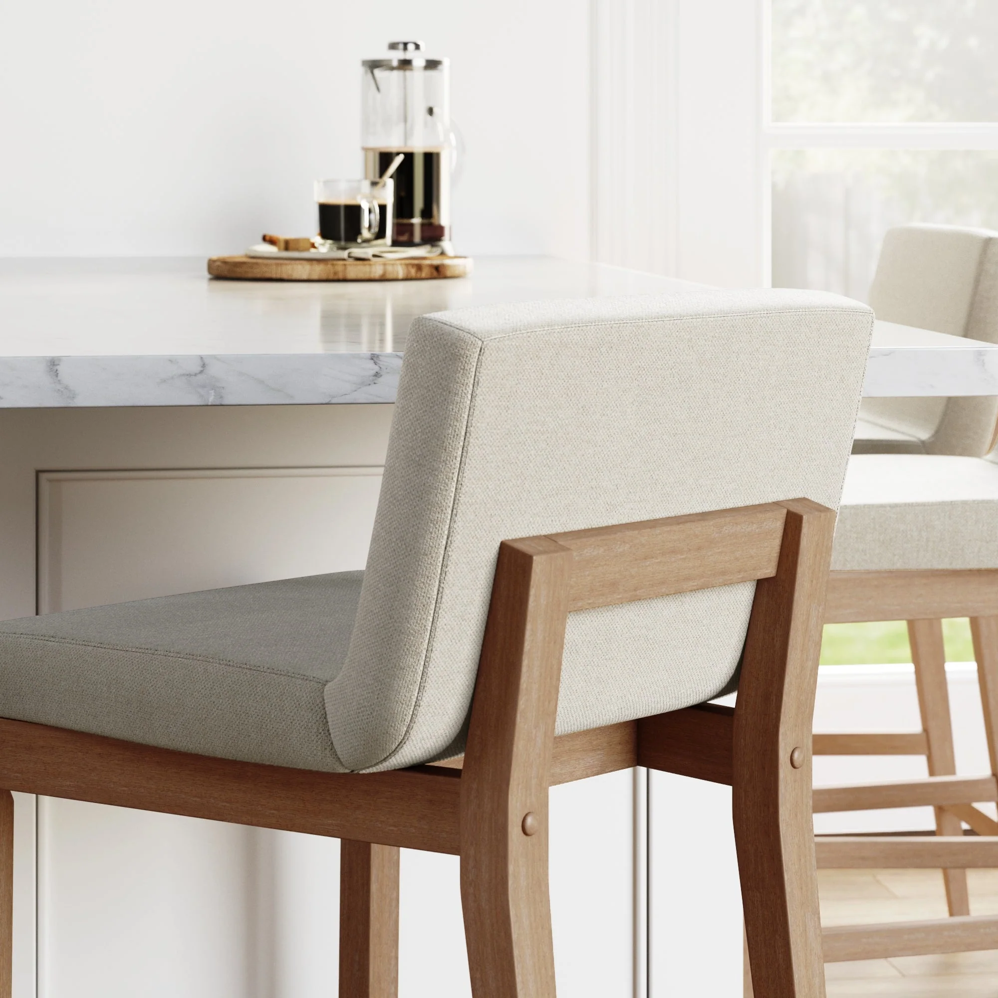 Wood Upholstered Counter Height Bar Stool Light Brown - Image 8