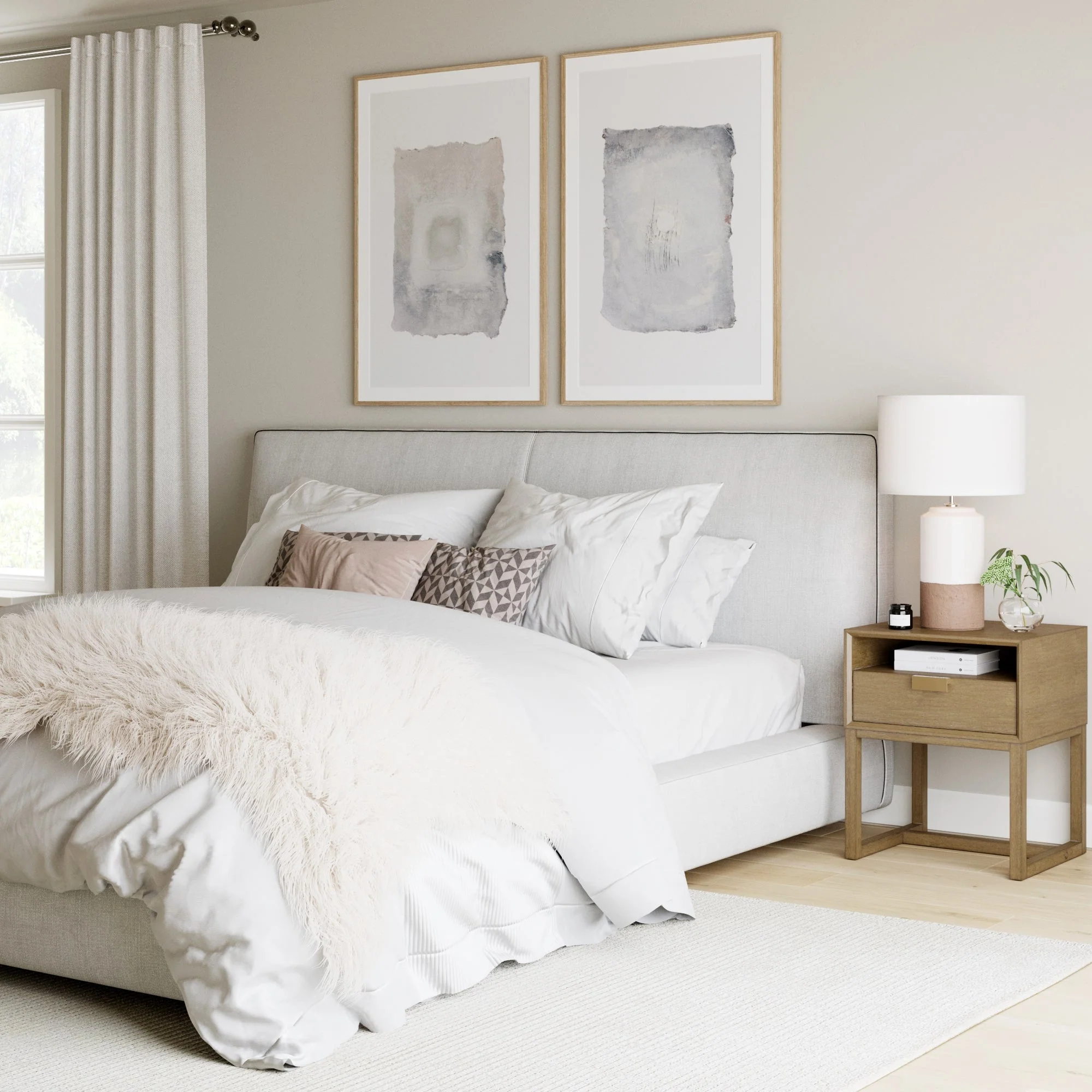 Wood Modern Farmhouse Nightstand with Drawer - Image 4