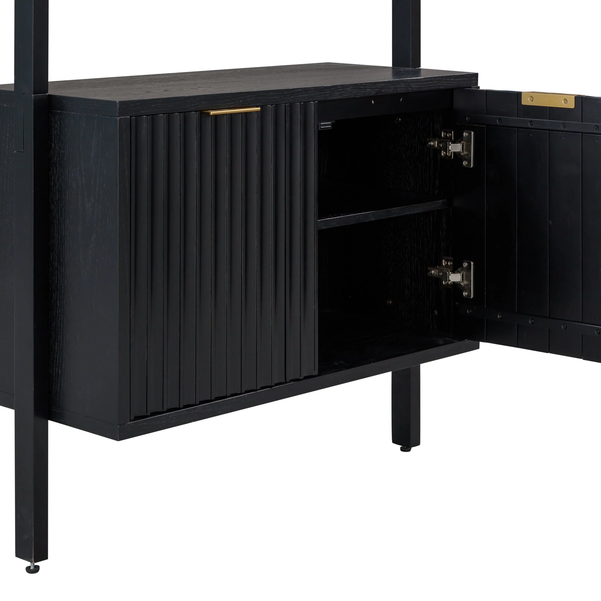 Mid-Century Fluted Wall Bookshelves with Doors Black (Set of 3) - Image 6