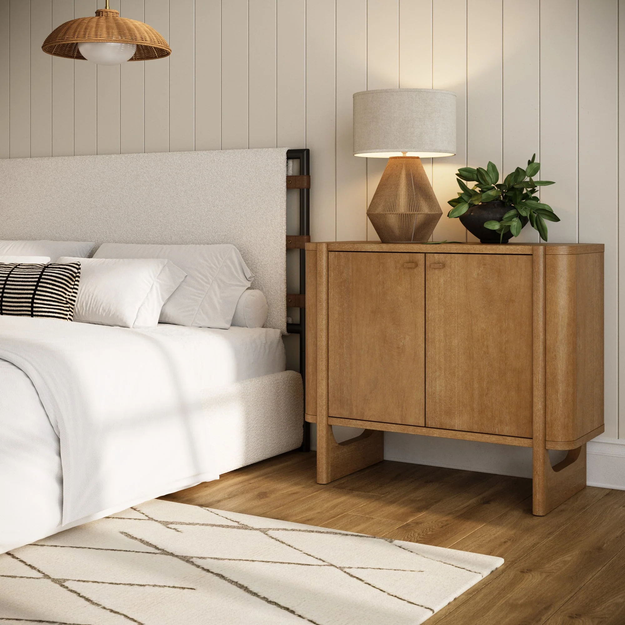 Mid-Century Modern Solid Wood Accent Cabinet Light Brown - Image 6