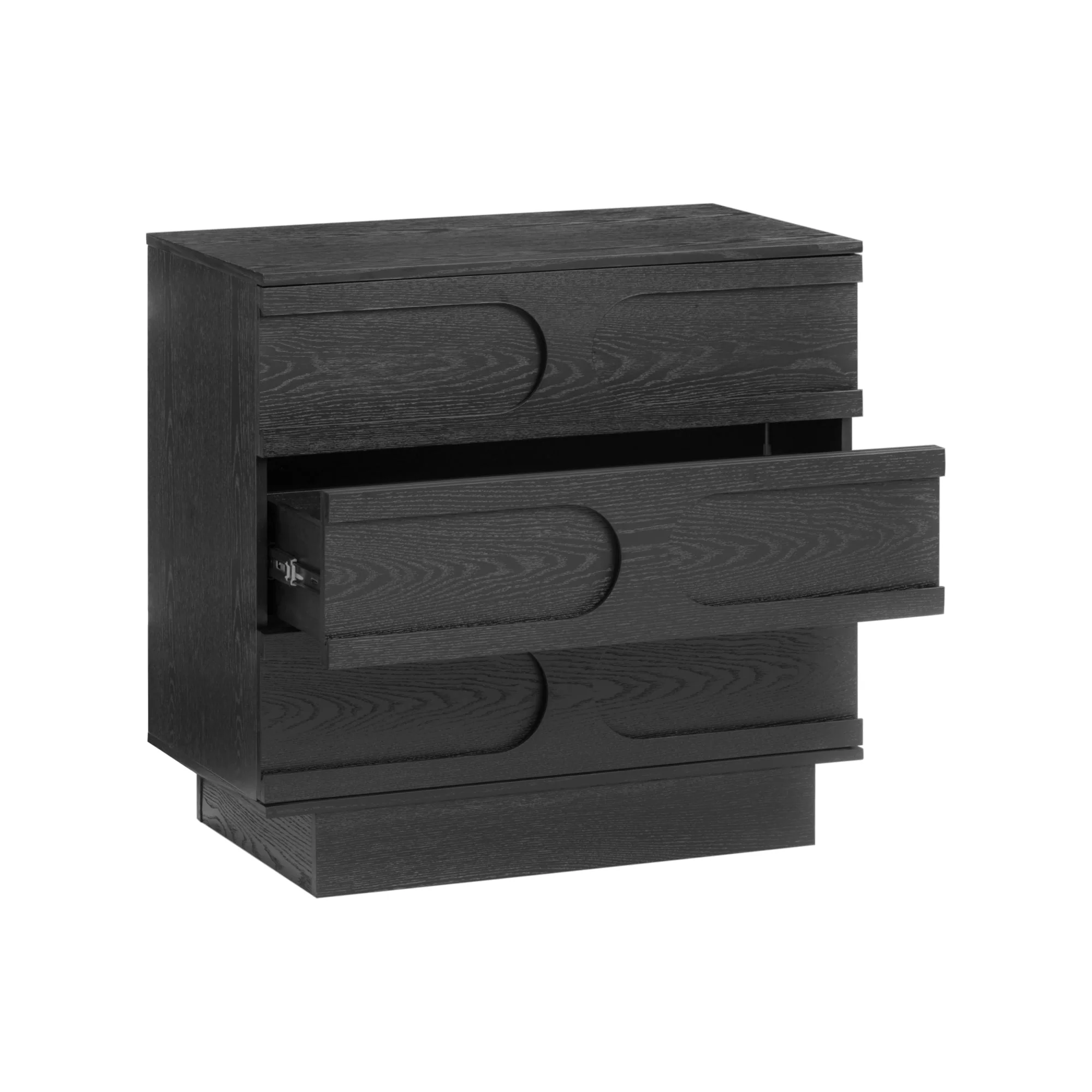 Mid-Century Two Arched Dressers and Nightstands Set Black Oak - Image 8