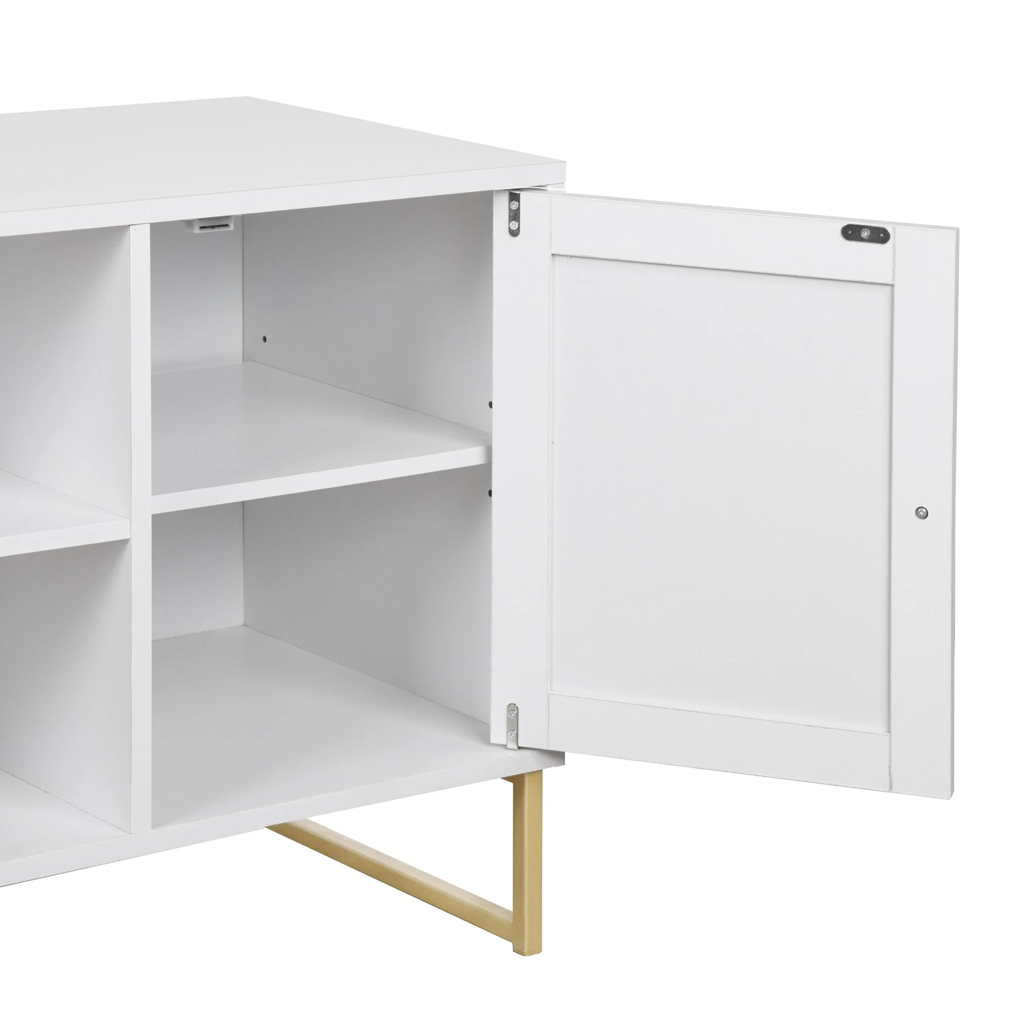 Rattan & Wood 2-Door TV Cabinet White - Image 7