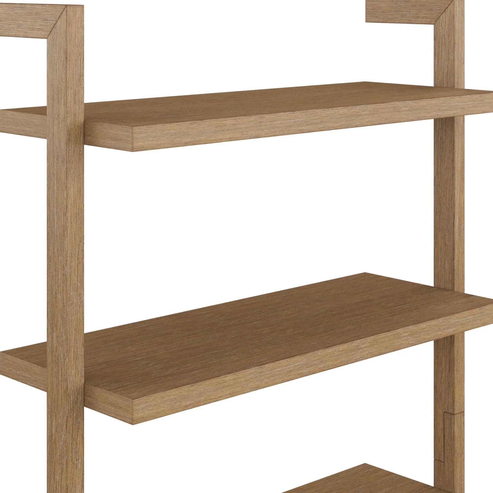 Modern 6-Shelf Wall Mounted Solid Wood Bookcase Light Brown - Image 5