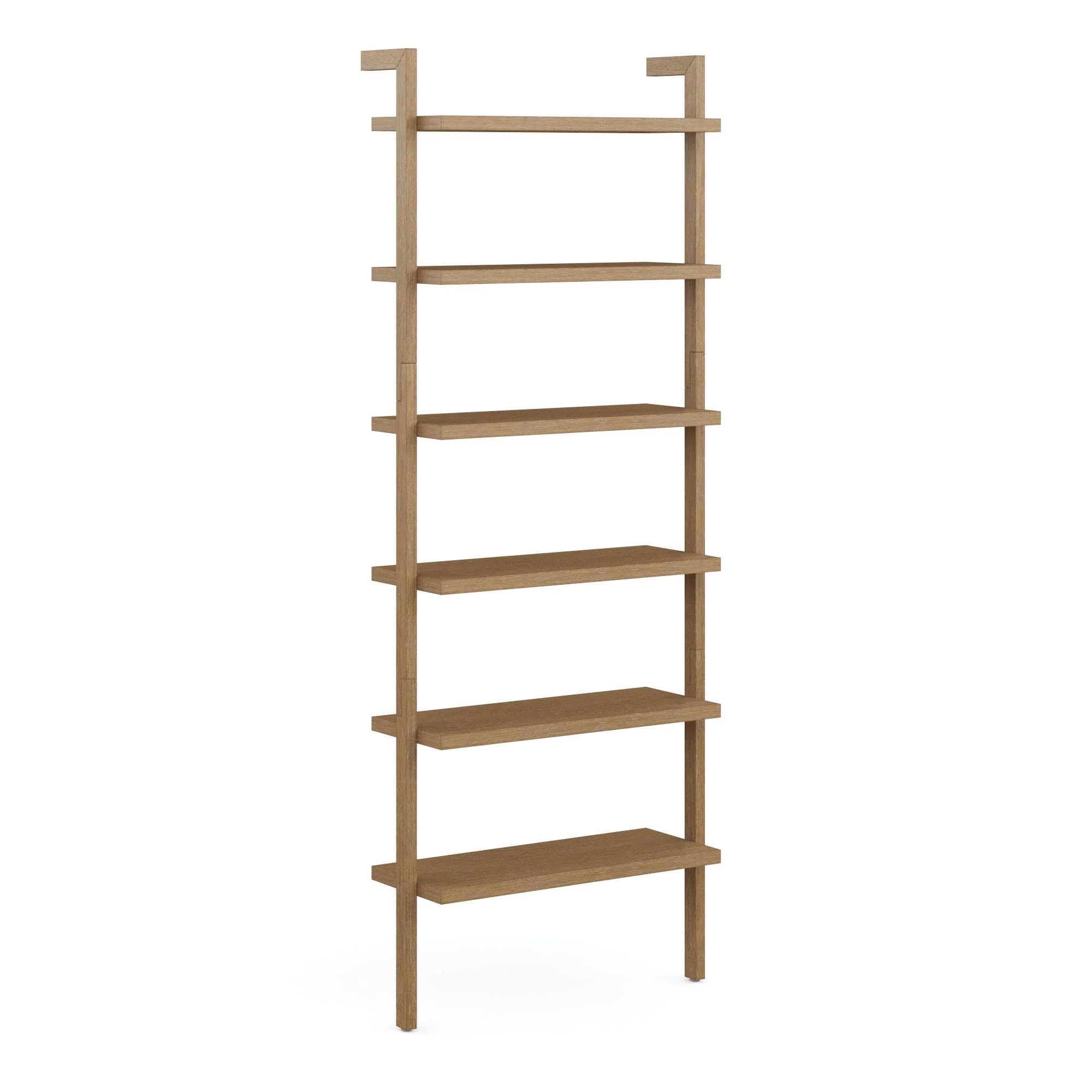 Modern 6-Shelf Wall Mounted Solid Wood Bookcase Light Brown - Image 7