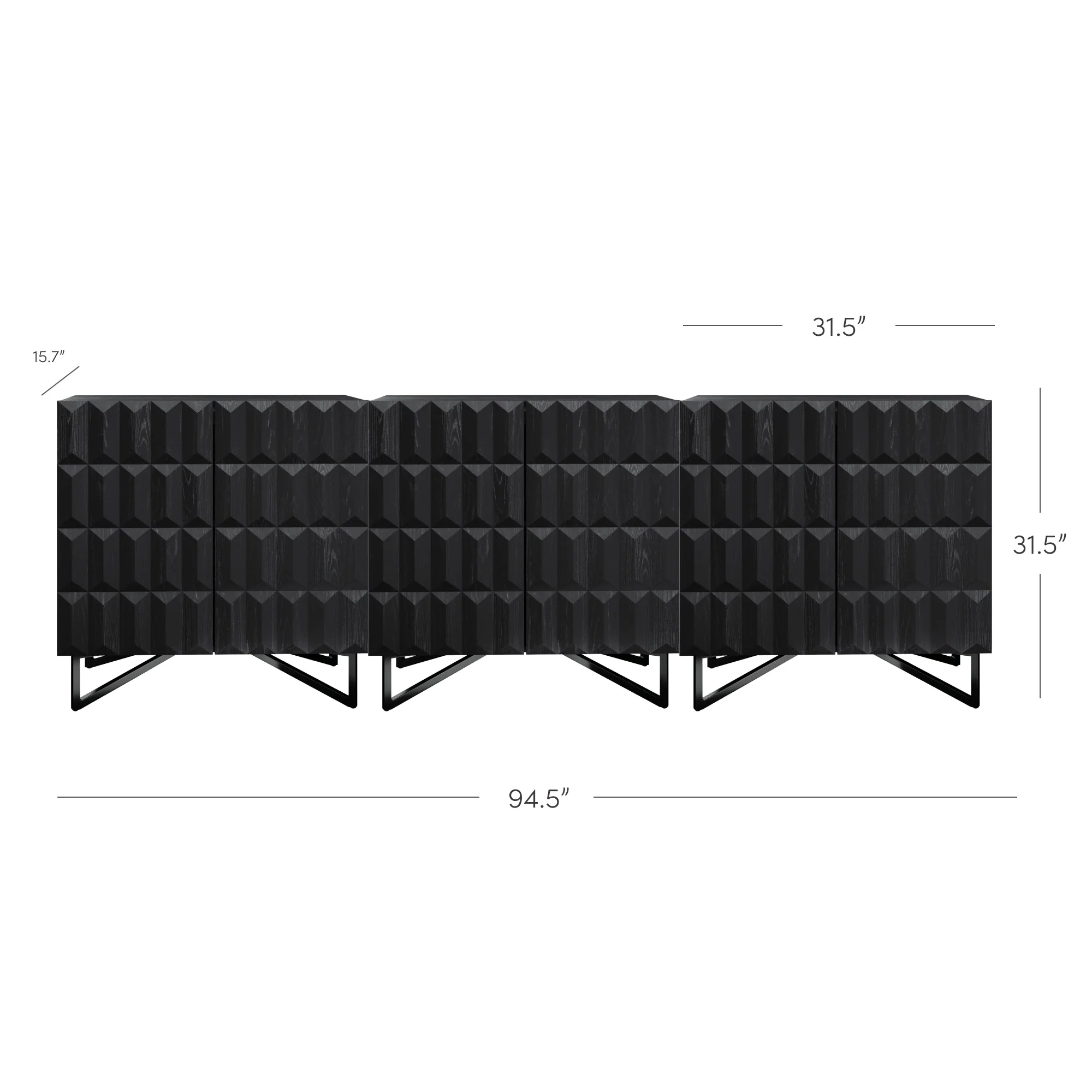 Modern TV Console with Textured Front for TVs up to 75"  Black Oak - Image 4
