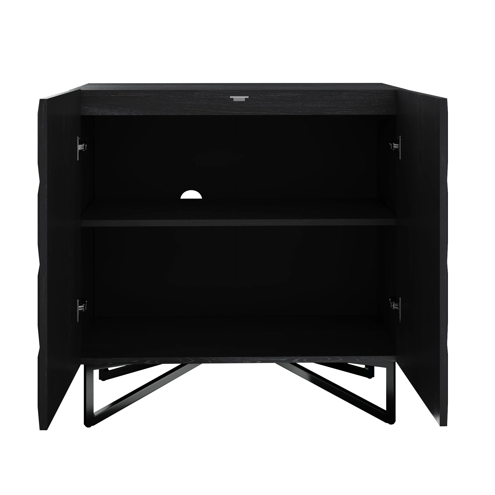 Modern TV Console with Textured Front for TVs up to 75"  Black Oak - Image 7