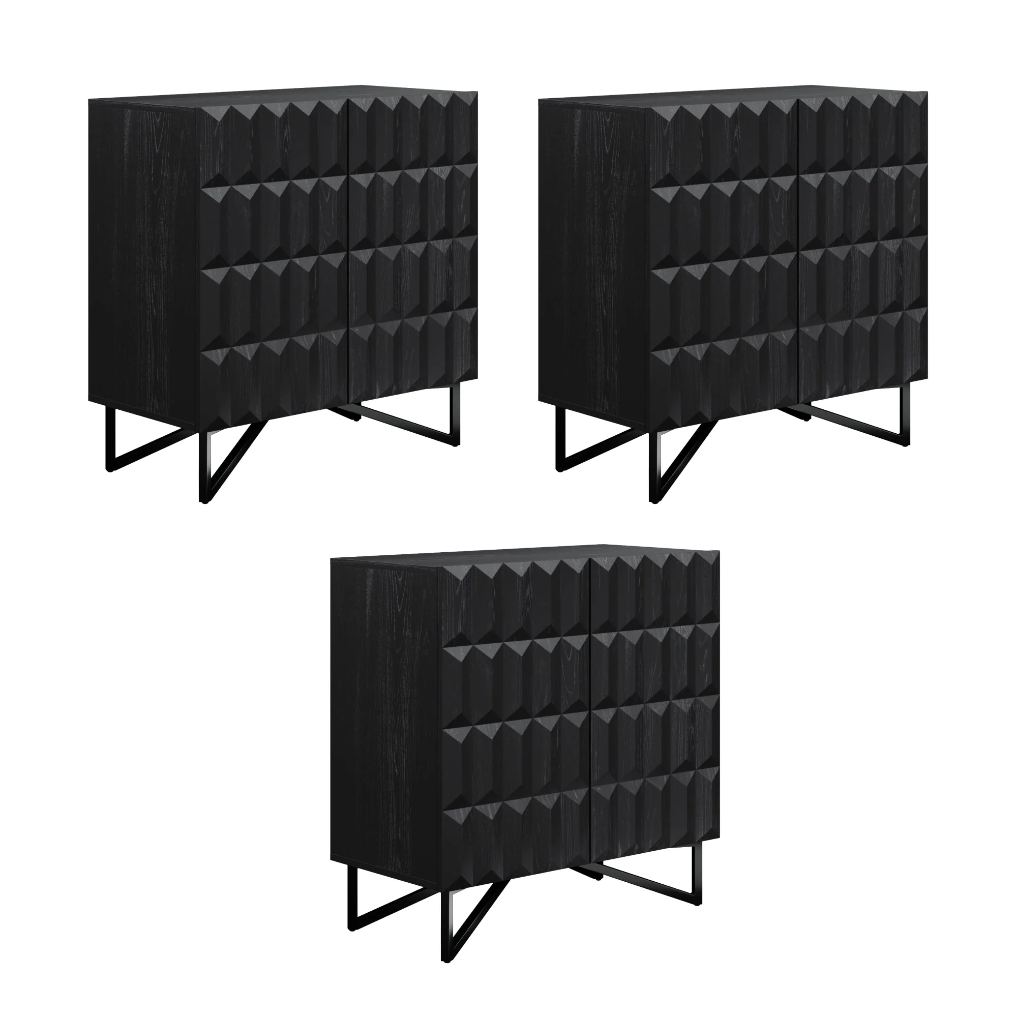 Modern TV Console with Textured Front for TVs up to 75"  Black Oak - Image 9