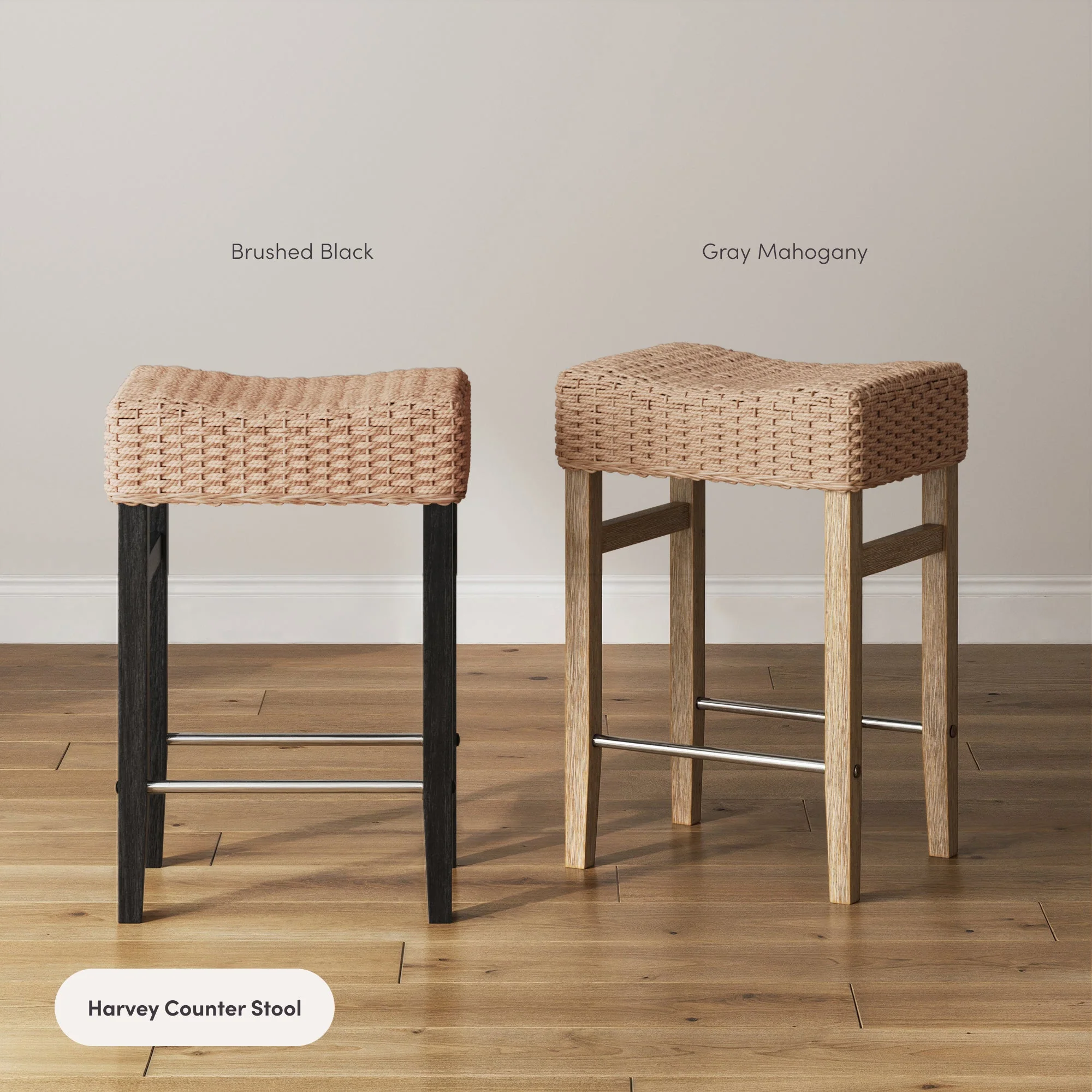 Seagrass Counter Height Bar Stools Black (Set of 4) - Image 6