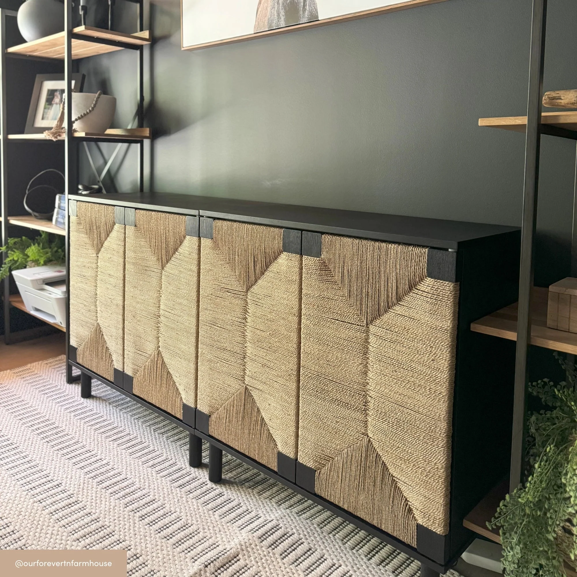 Seagrass Storage Cabinet Credenza Black (Set of 3) - Image 5
