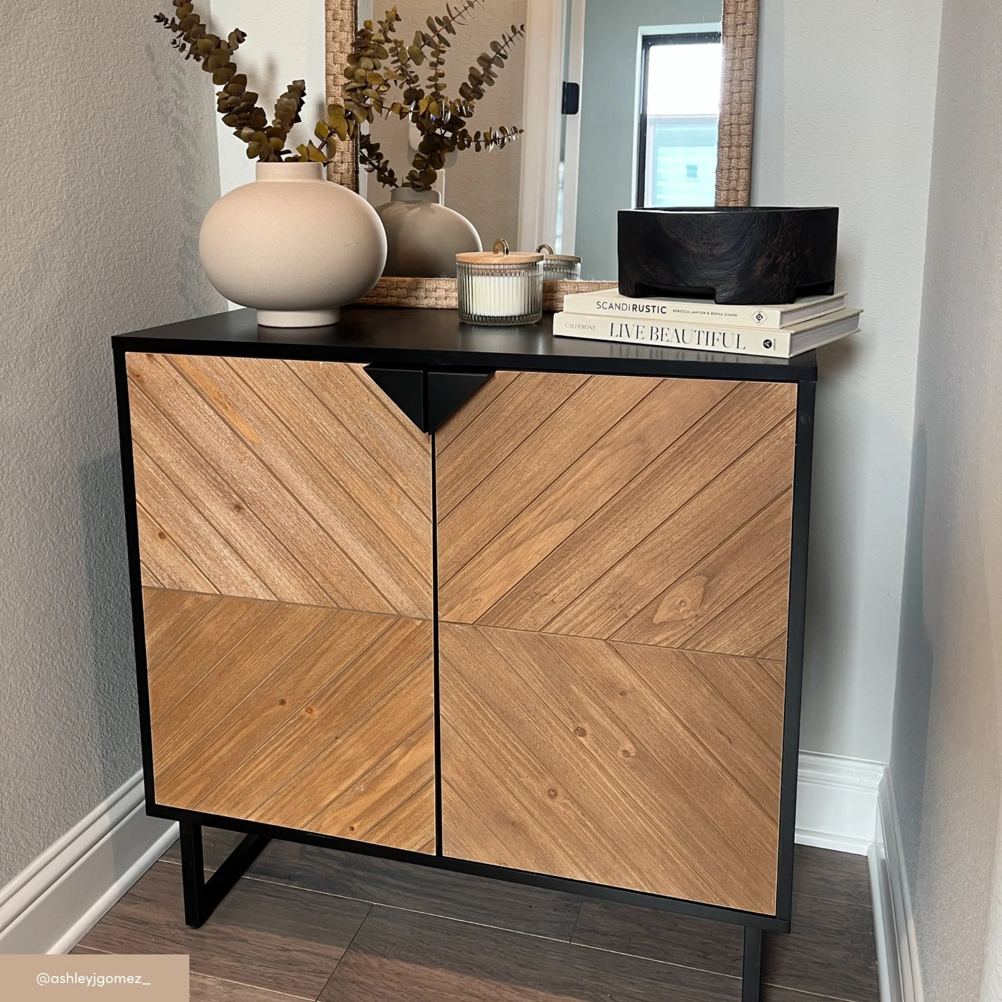 Wood 2-Door TV Console for TVs up to 65" Brushed Fir - Image 10