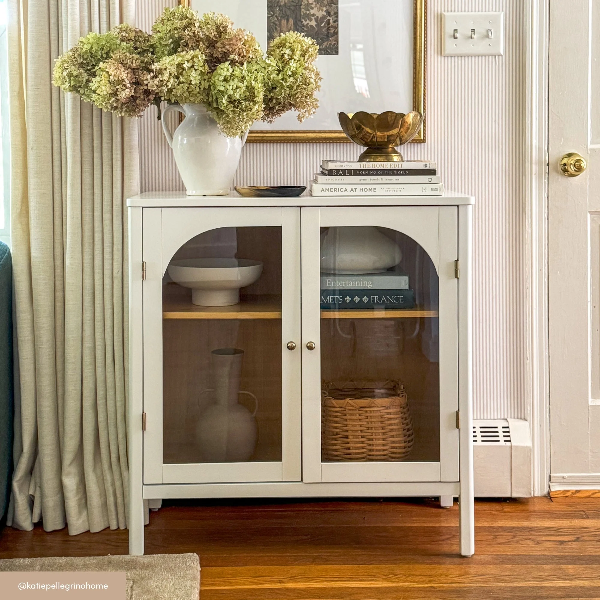 Wood Curio Cabinet with Glass Doors Cabinet White - Image 3
