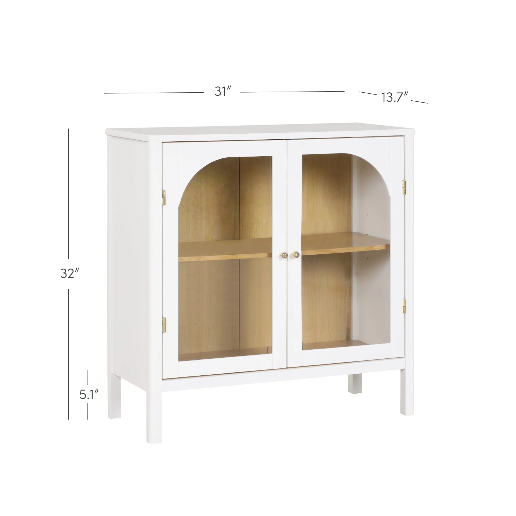 Wood Curio Cabinet with Glass Doors Cabinet White - Image 6