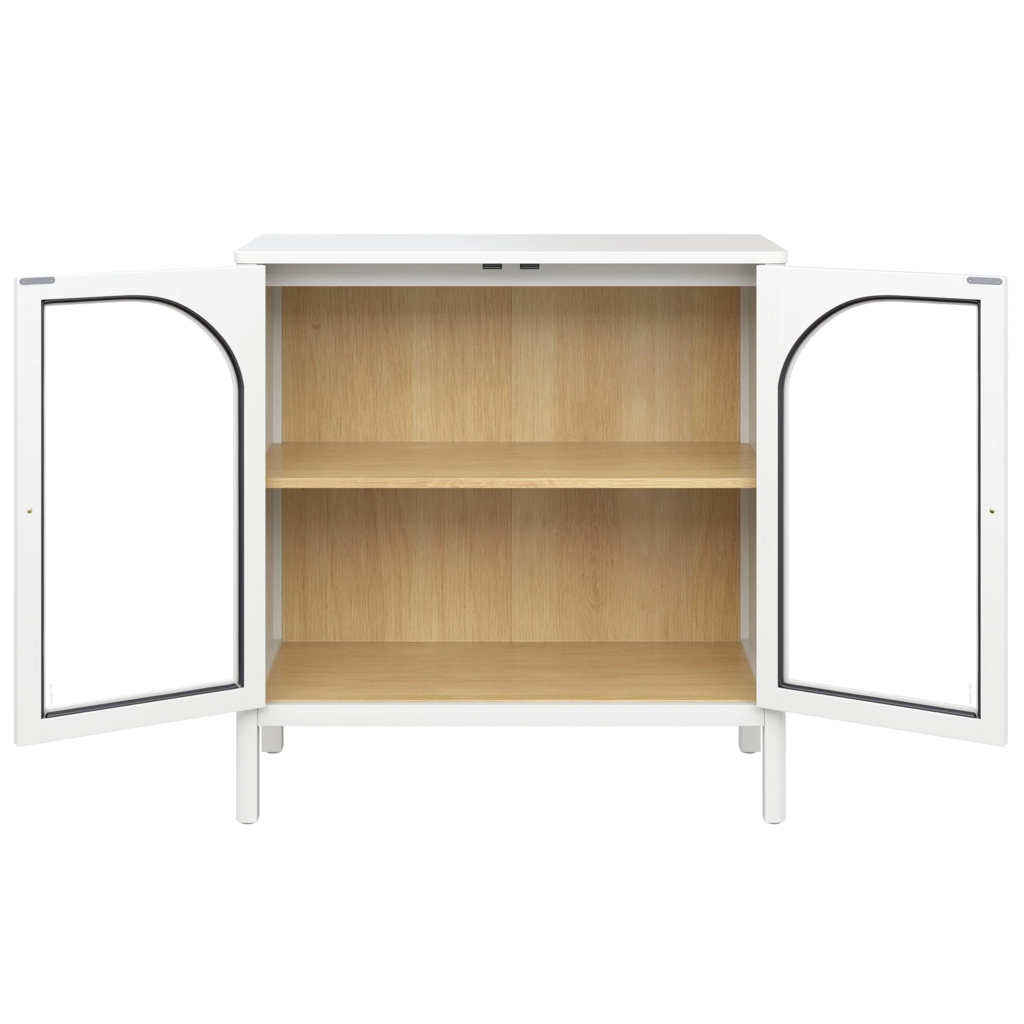 Wood Curio Cabinet with Glass Doors Cabinet White - Image 7