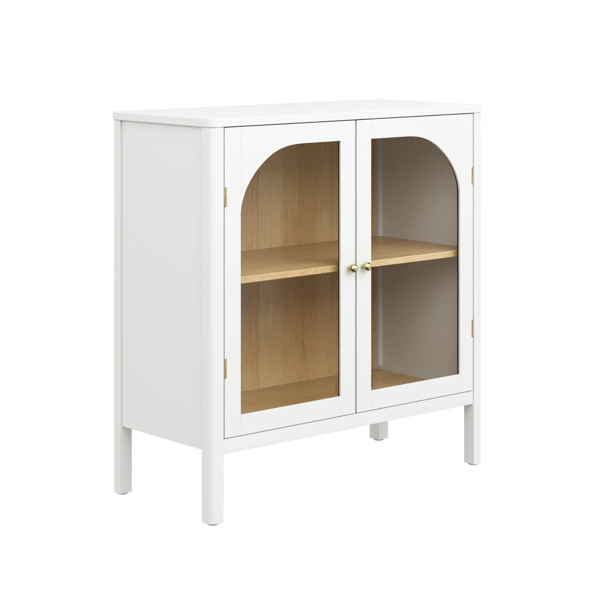 Wood Curio Cabinet with Glass Doors Cabinet White - Image 8