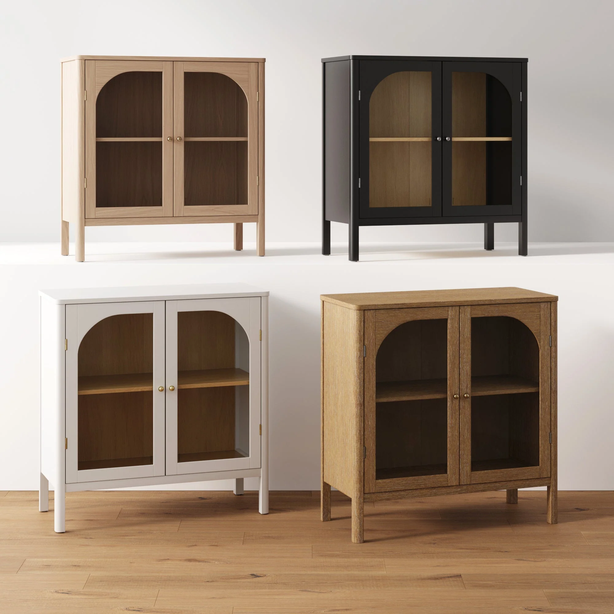 Wood Curio Cabinet with Glass Doors Cabinet White - Image 9