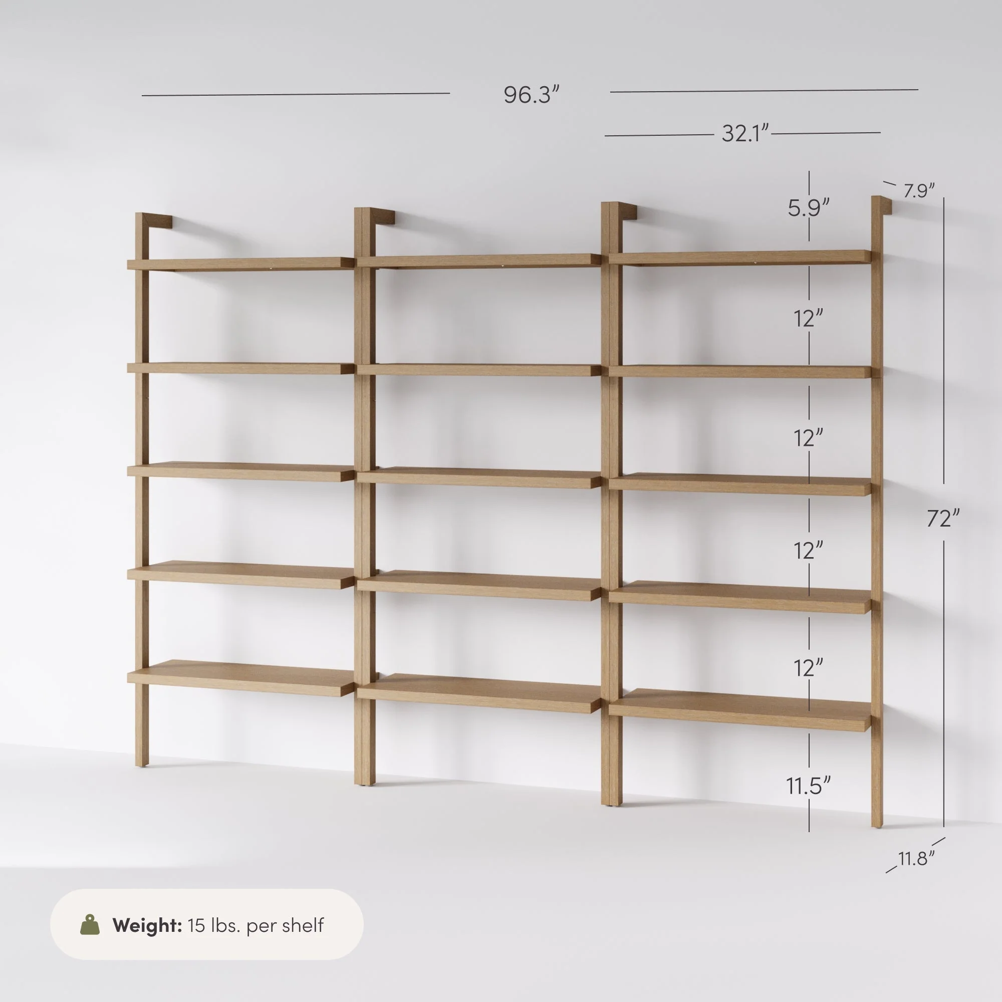 Wood Wall Bookshelves Light Brown (Set of 3) - Image 7